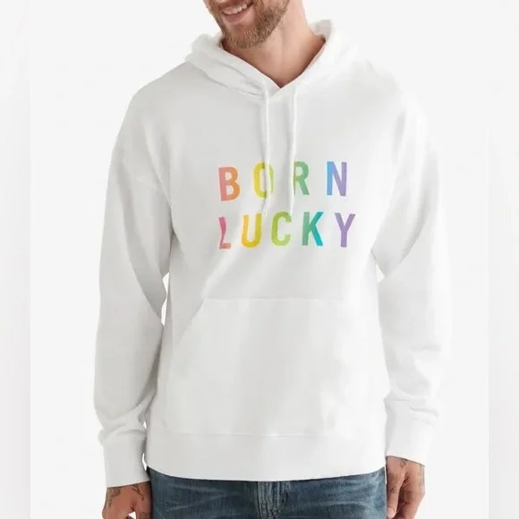 Lucky Brand🍀 Pride “Born Lucky” Gender Neutral Hoodie, Size S - Picture 3 of 16